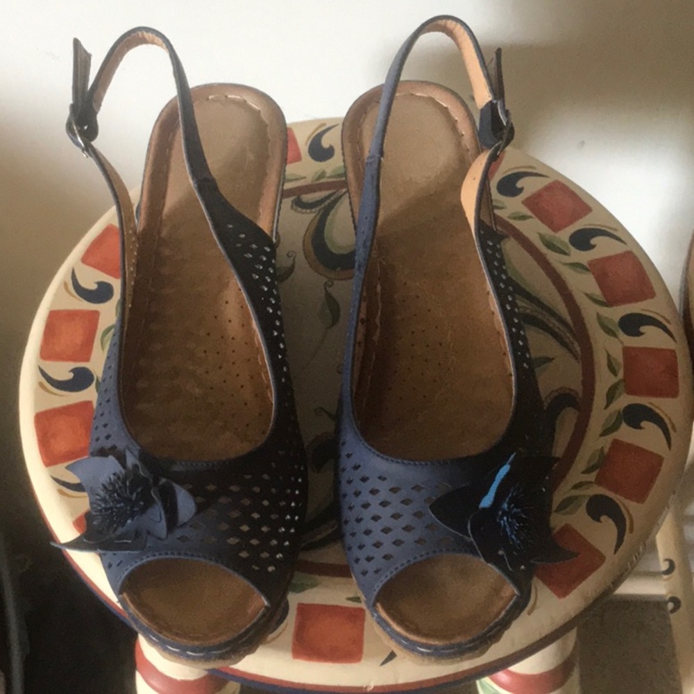 Nice blue wedge by Alexis Leroy.  Size 9. Euro 39